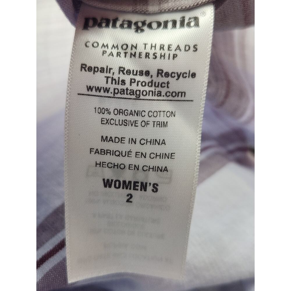 Patagonia Dress Women's Sz 2 Mini Plaid 3/4 Sleeve Tie Waist Flannel - Picture 5 of 5